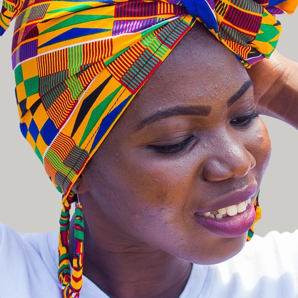 Matching Set: Africa Kente HeadWrap & XL Earring-7 - Picture 6 of 6